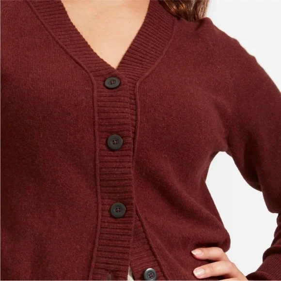 Everlane Cashmere Wool Blend Brown Clay Long Sleeve Button Front Cardigan Small - Picture 3 of 9